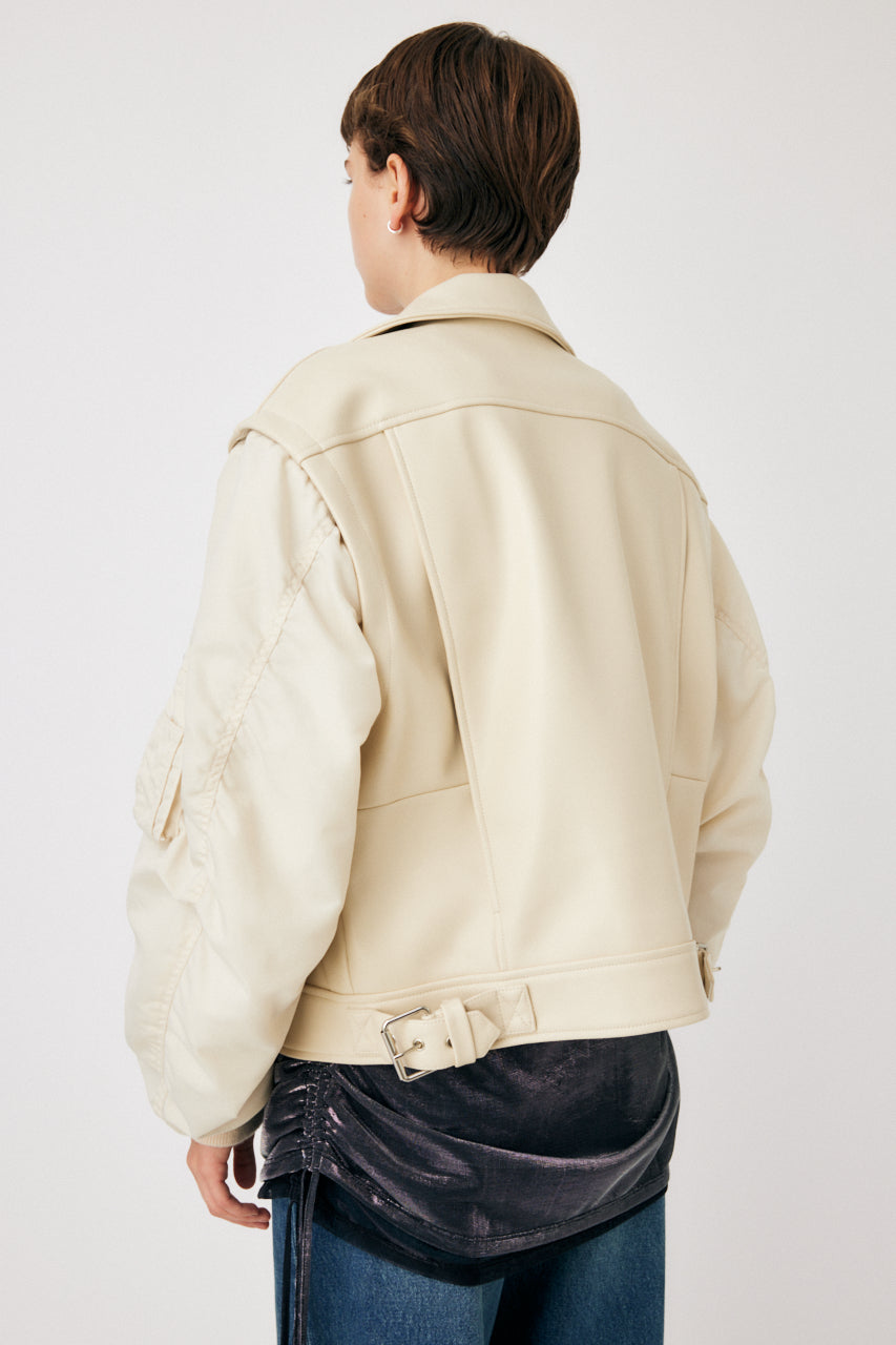 MOUSSY OVERSIZED LEATHER JACKET-