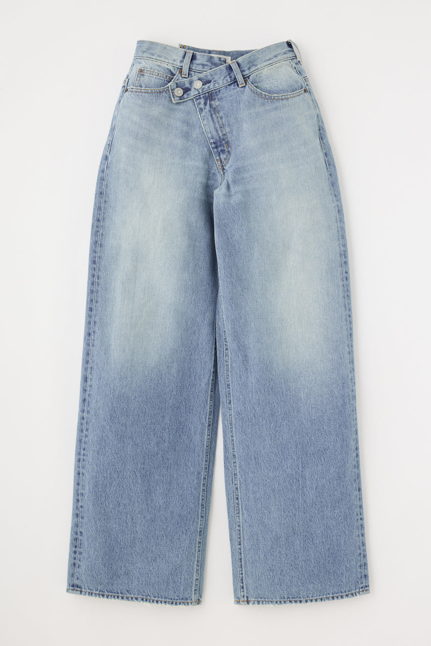 MOUSSY CROSS WAIST WIDE STRAIGHT blue-