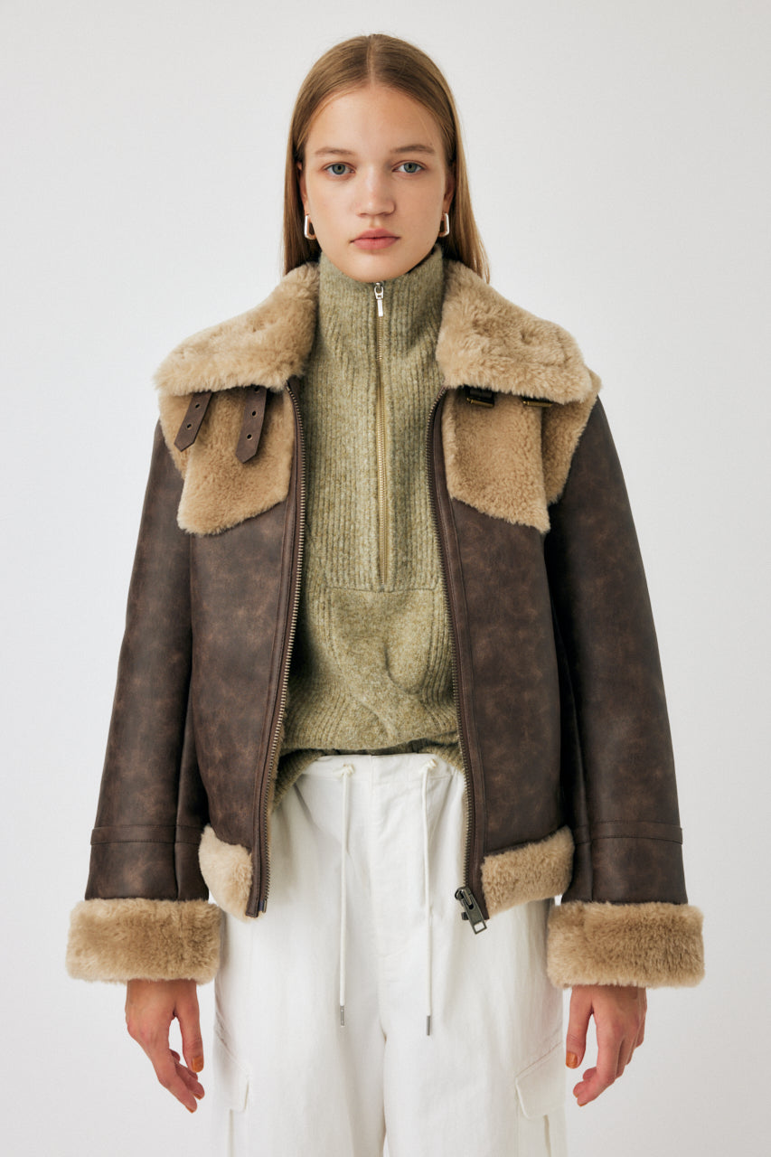 VEGAN LEATHER SHEARLING JACKET