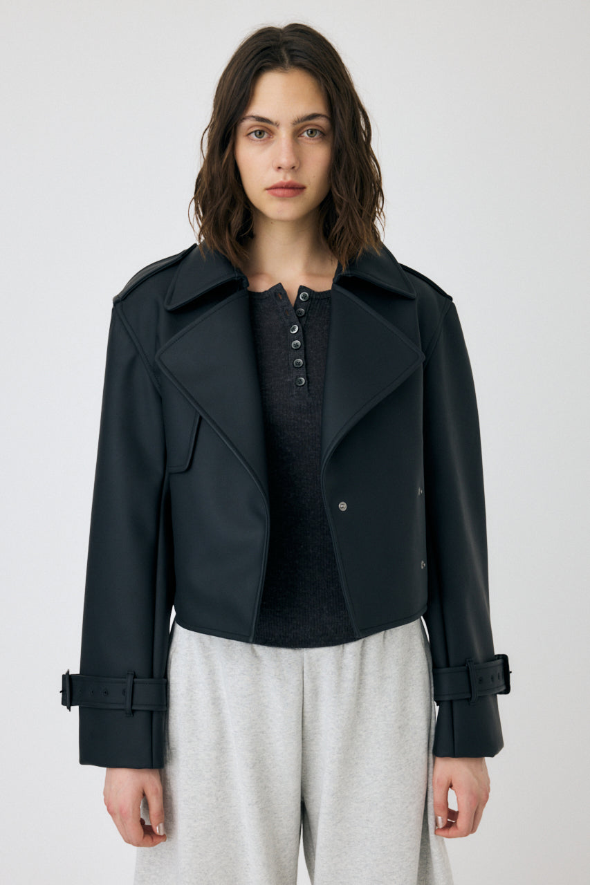Faux Leather Short Trench Jacket – MOUSSY