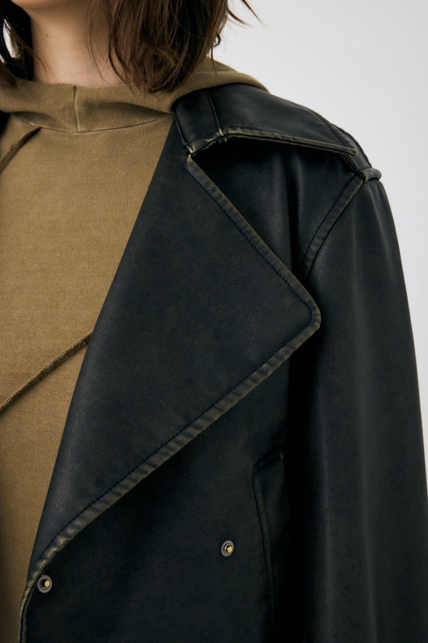 Faux Leather Short Trench Jacket – MOUSSY