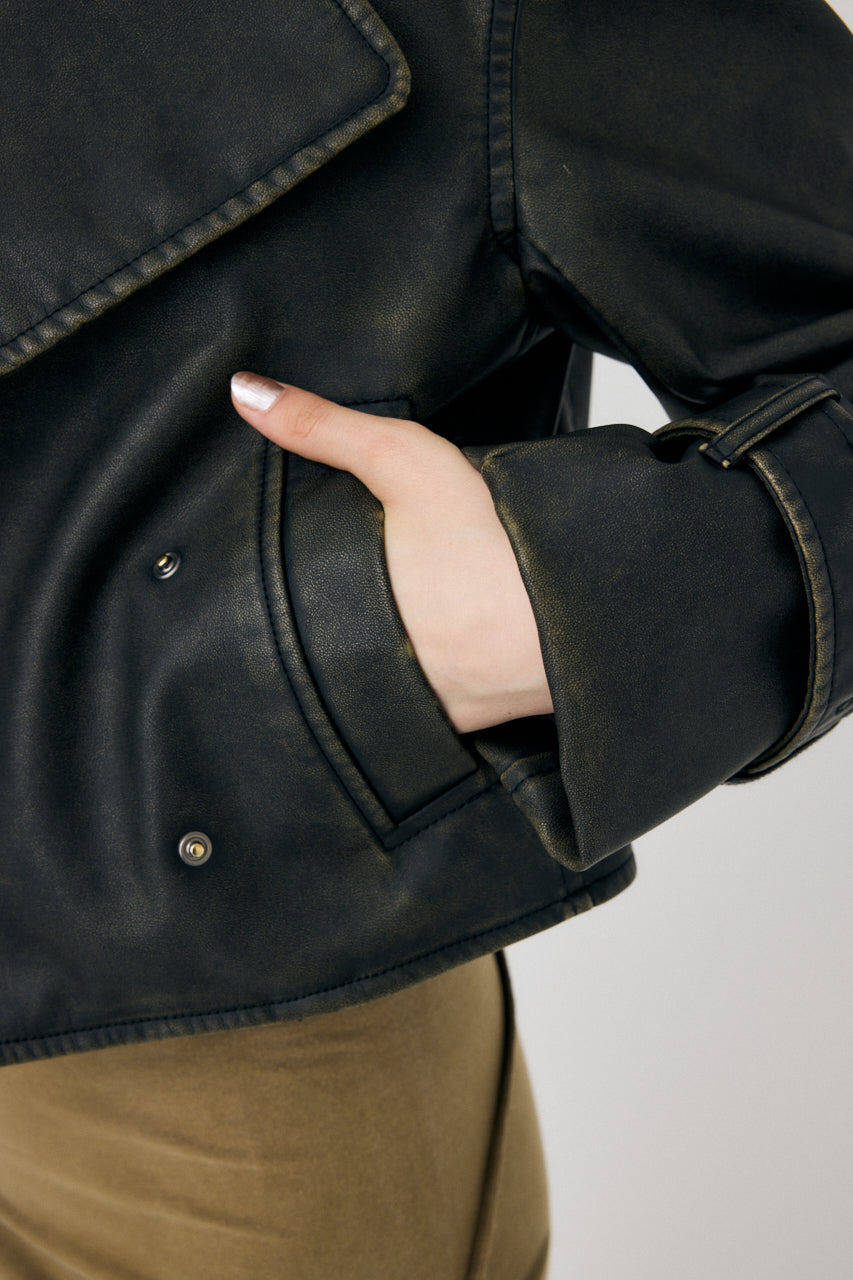 Faux Leather Short Trench Jacket – MOUSSY