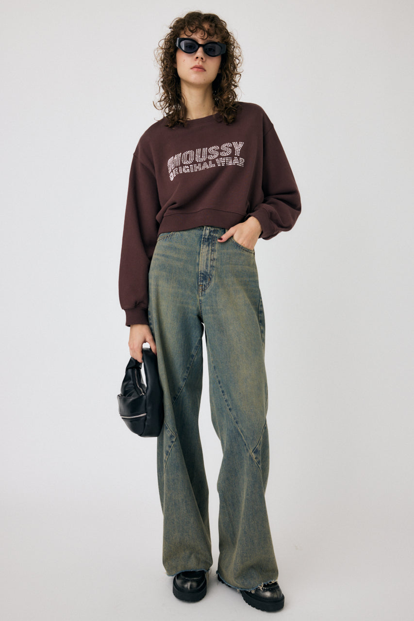 Rhinestone Moussy Cropped Sweatshirt – MOUSSY