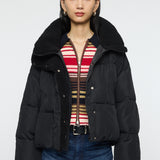 STAND COLLAR PUFFER JACKET Black / Free