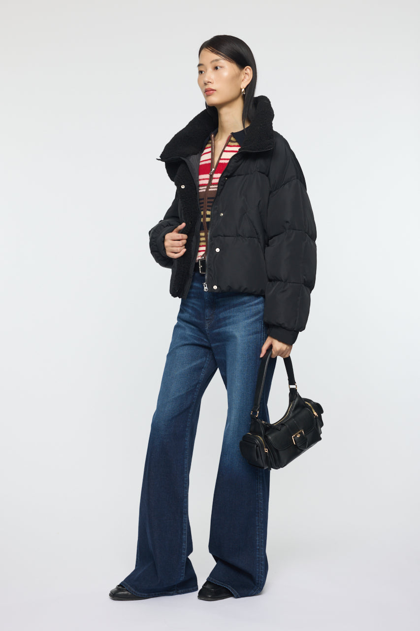 STAND COLLAR PUFFER JACKET Black / Free