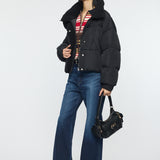 STAND COLLAR PUFFER JACKET Black / Free