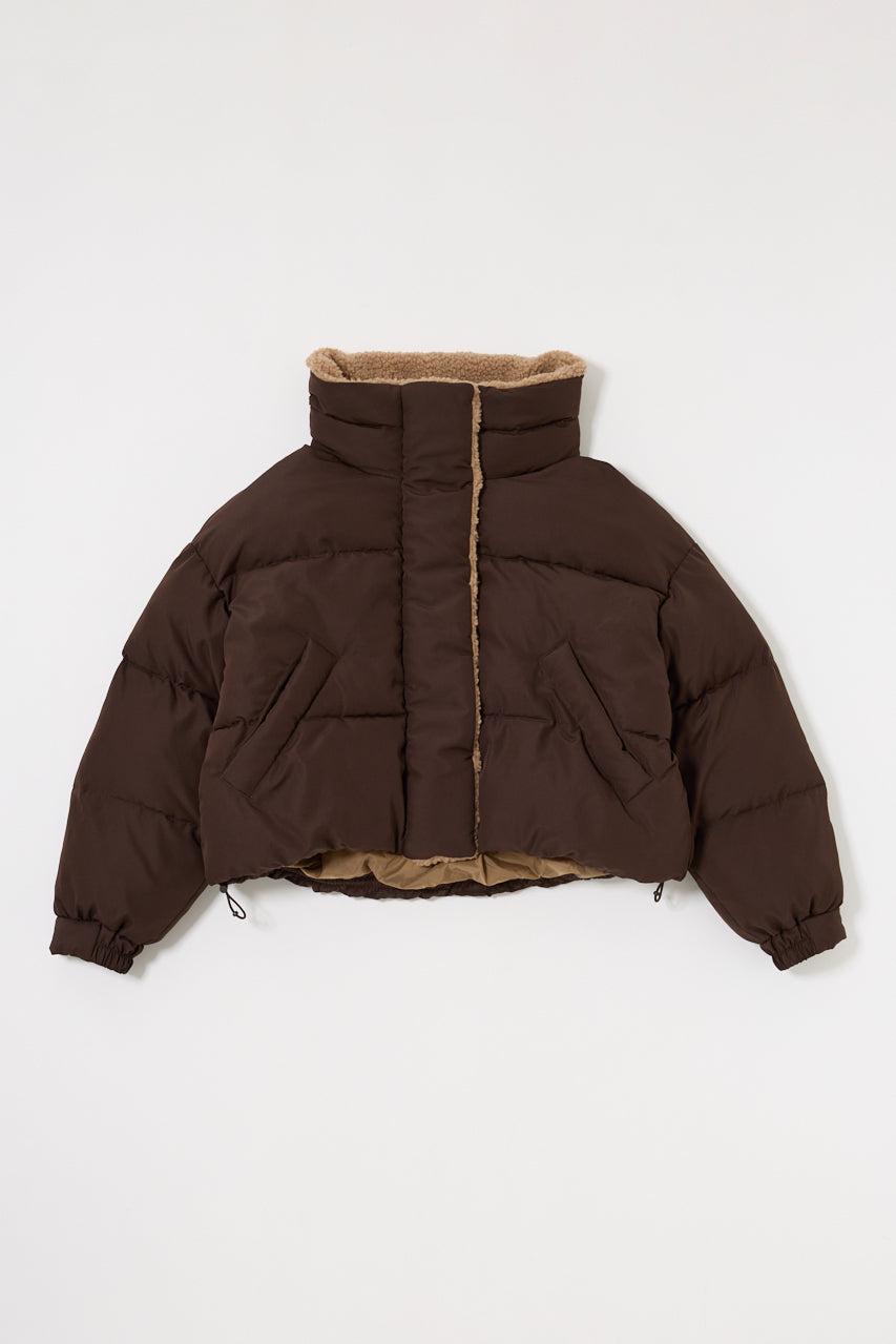 STAND COLLAR PUFFER JACKET Brown / Free