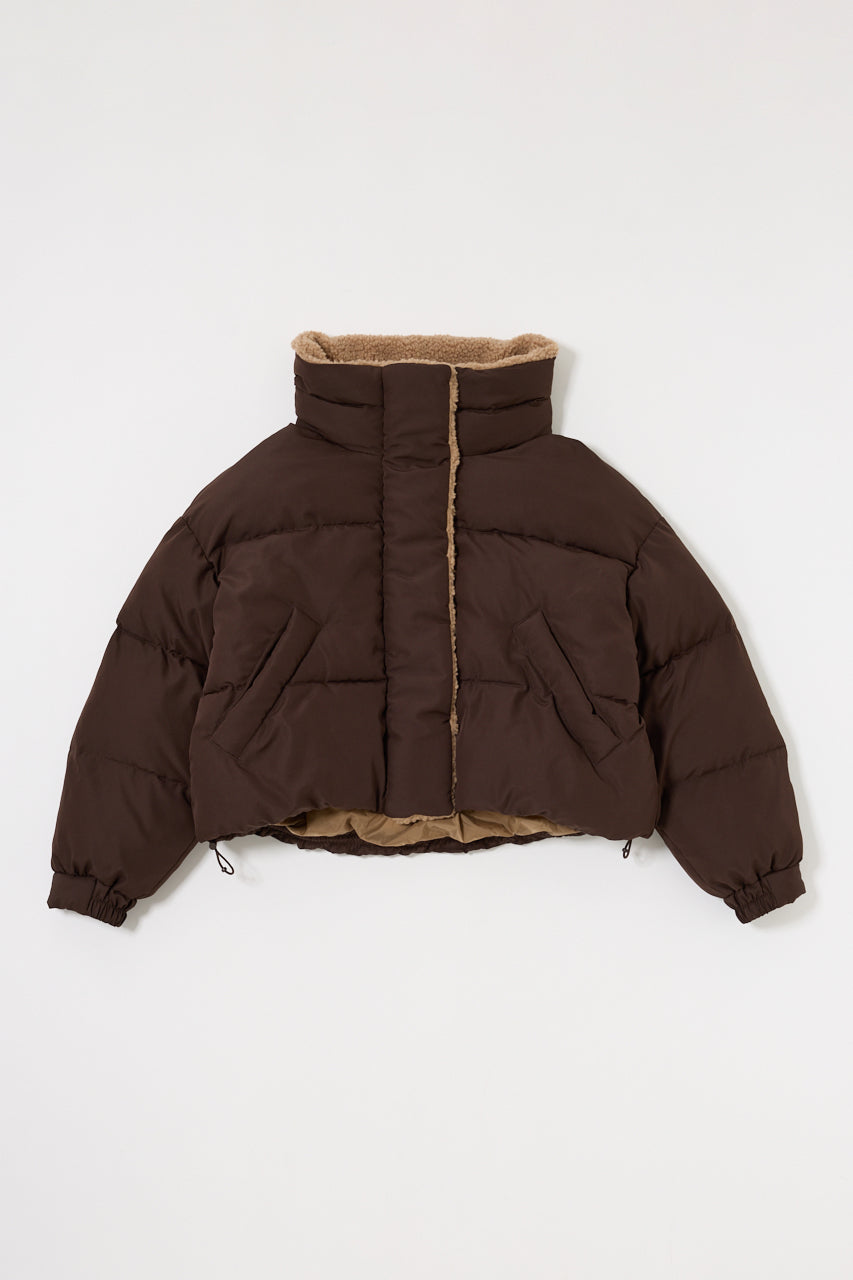 STAND COLLAR PUFFER JACKET Brown / Free