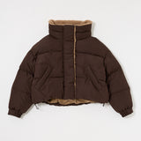 STAND COLLAR PUFFER JACKET Brown / Free