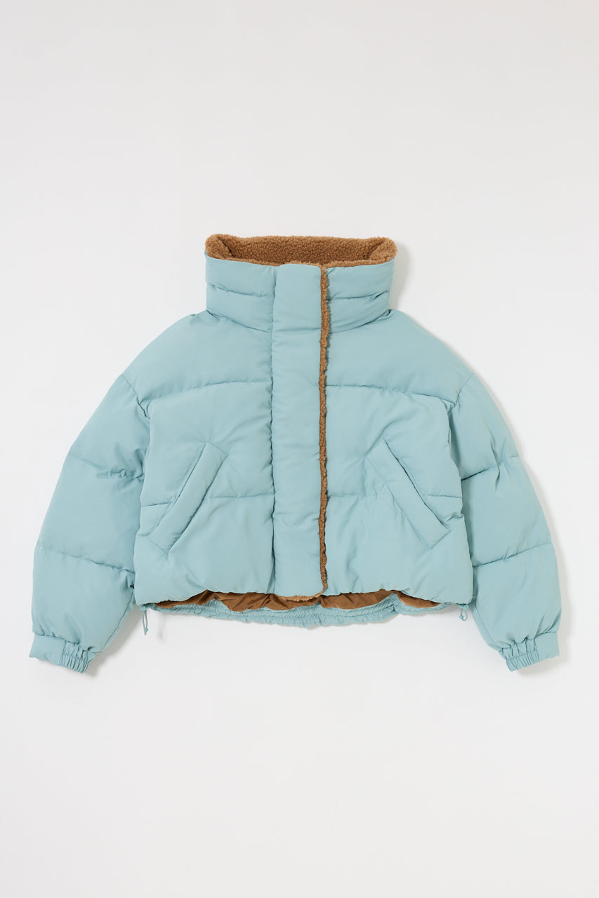 STAND COLLAR PUFFER JACKET Light Blue / Free