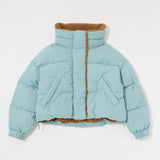 STAND COLLAR PUFFER JACKET Light Blue / Free