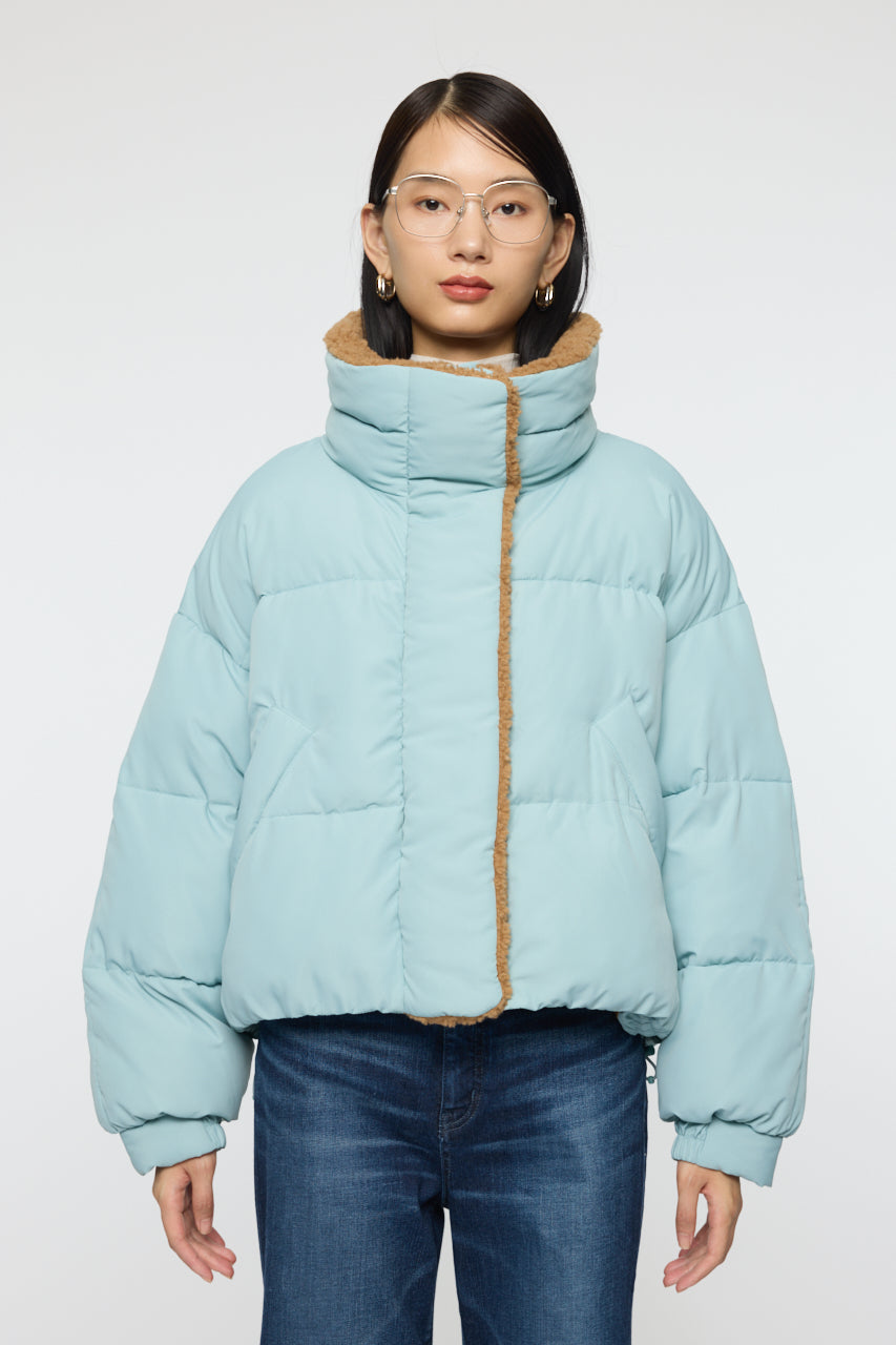 STAND COLLAR PUFFER JACKET Light Blue / Free