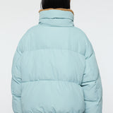 STAND COLLAR PUFFER JACKET Light Blue / Free