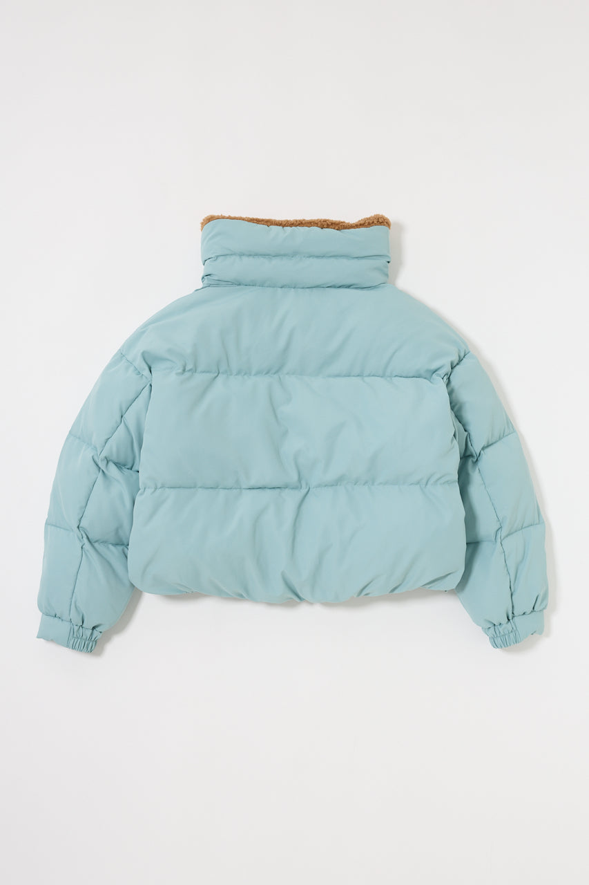 STAND COLLAR PUFFER JACKET Light Blue / Free
