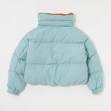 STAND COLLAR PUFFER JACKET Light Blue / Free