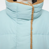 STAND COLLAR PUFFER JACKET Light Blue / Free