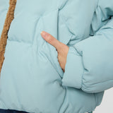 STAND COLLAR PUFFER JACKET Light Blue / Free
