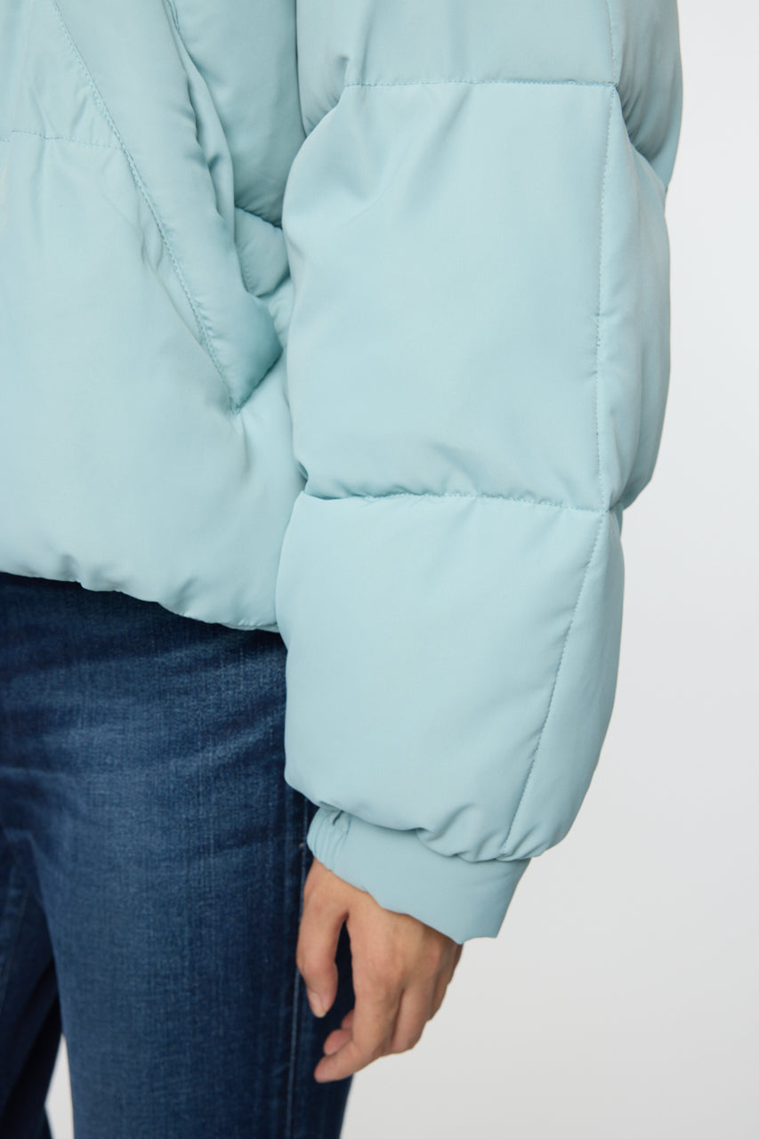 STAND COLLAR PUFFER JACKET Light Blue / Free