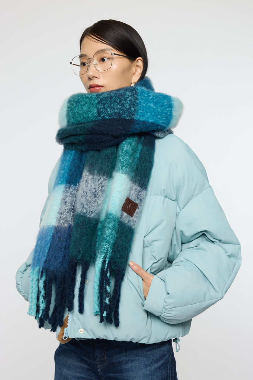 FLUFFY KNIT SCARF Multi Blue / Free