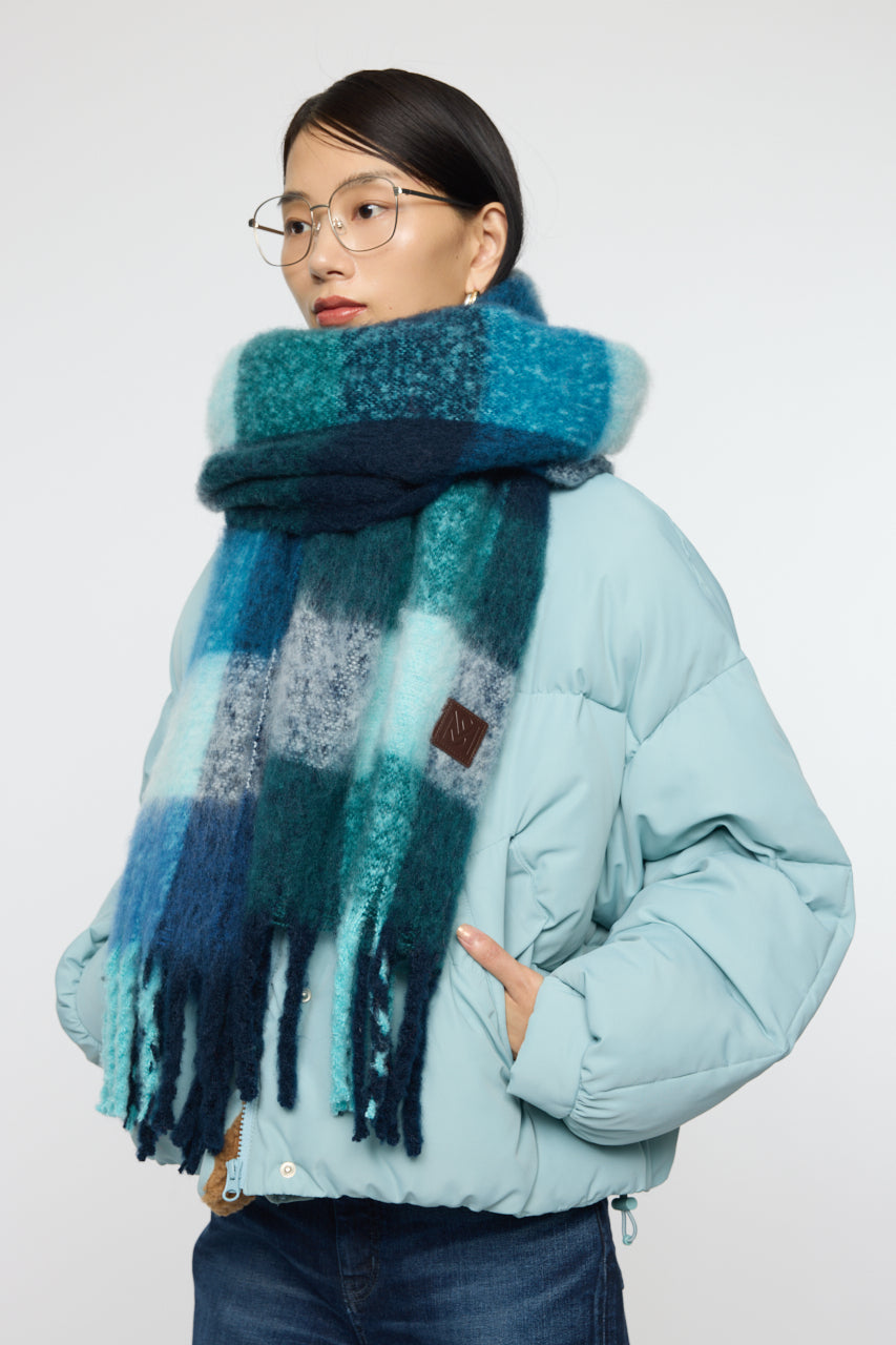 FLUFFY KNIT SCARF Multi Blue / Free