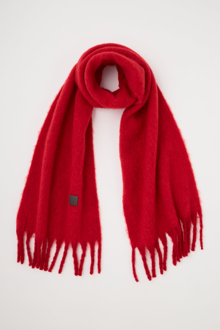 FLUFFY KNIT SCARF Red / Free