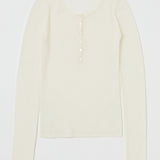 SHEER HENRY NECK KNIT TOP