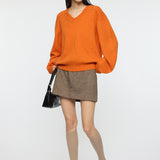 DOUBLE SHOULDER V-NECK SWEATER