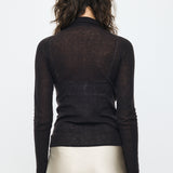 SHEER KNIT SHIRT Black / Free