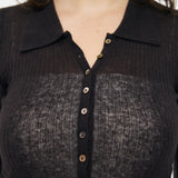 SHEER KNIT SHIRT Black / Free