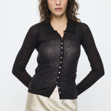 SHEER KNIT SHIRT Black / Free