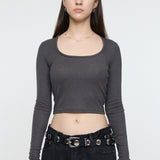 SCOOP NECK LONG SLEEVE TEE