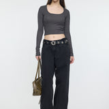 SCOOP NECK LONG SLEEVE TEE