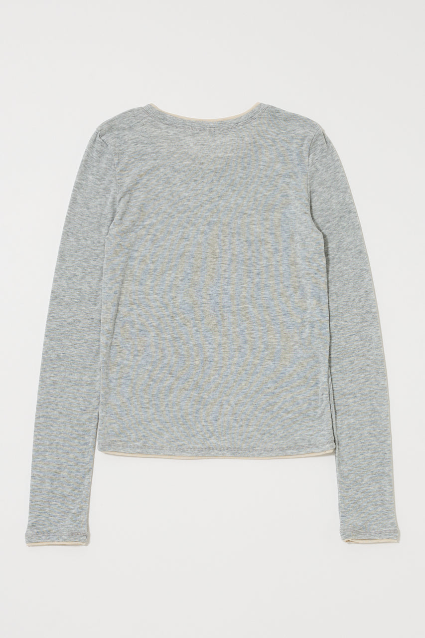 CONTRAST LAYER L/S TEE Heather Gray / Free