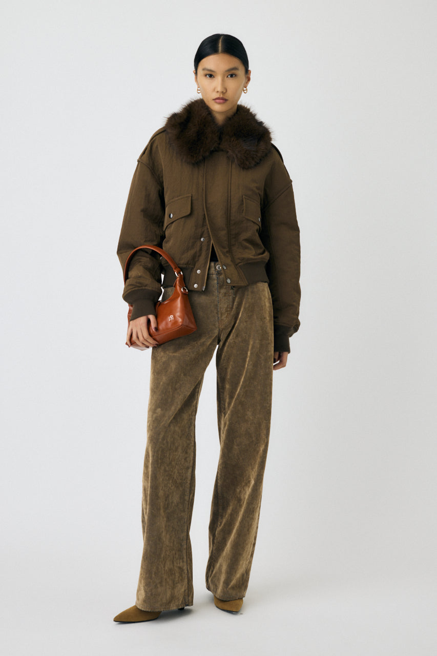 F/FUR COLLAR CROP BLOUSON Brown / Free