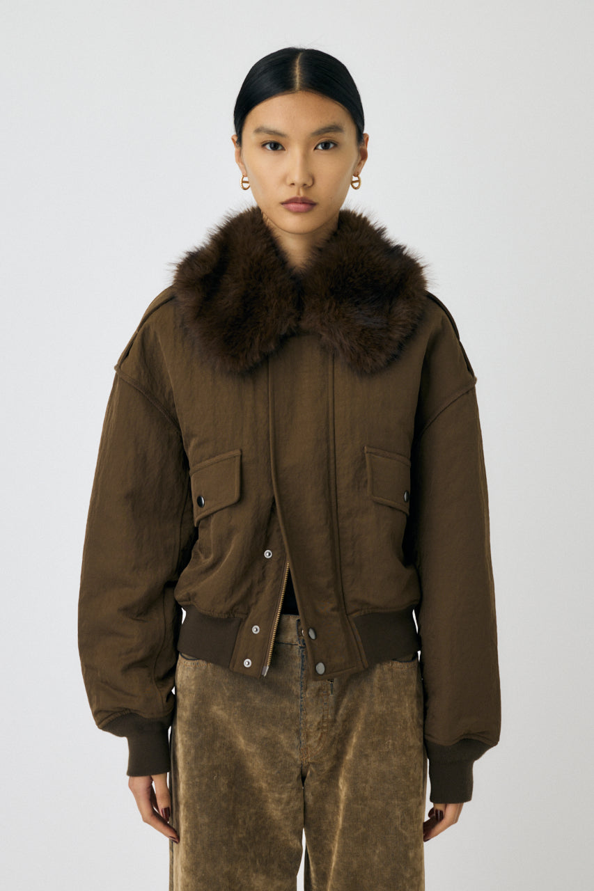 F/FUR COLLAR CROP BLOUSON Brown / Free