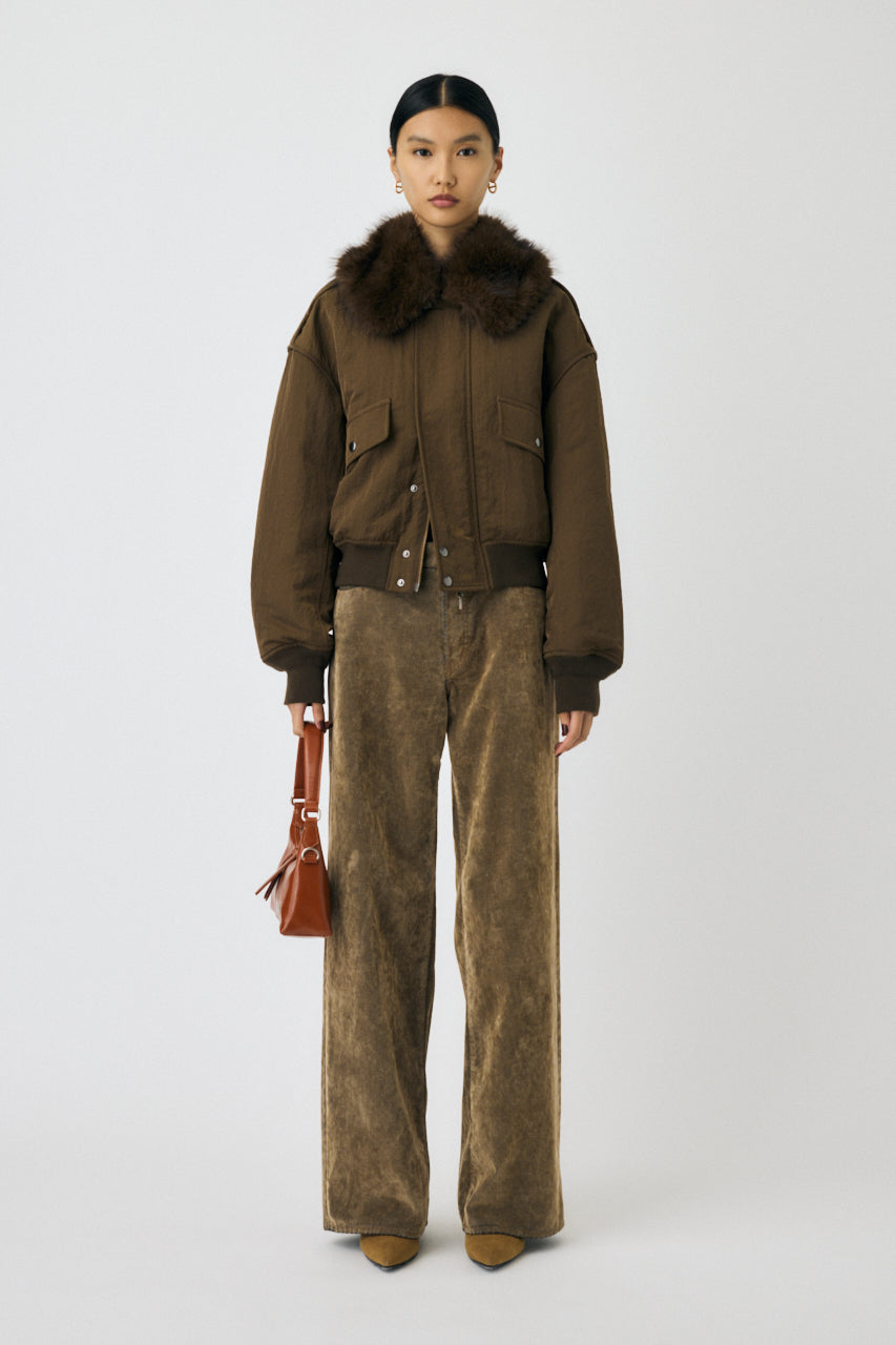 F/FUR COLLAR CROP BLOUSON Brown / Free