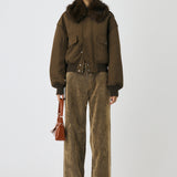 F/FUR COLLAR CROP BLOUSON Brown / Free