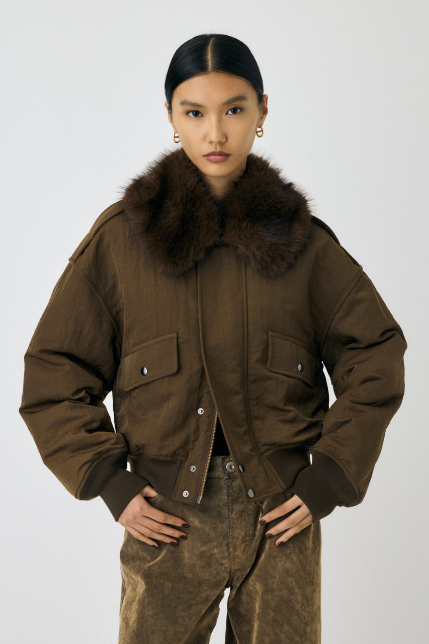 F/FUR COLLAR CROP BLOUSON Brown / Free