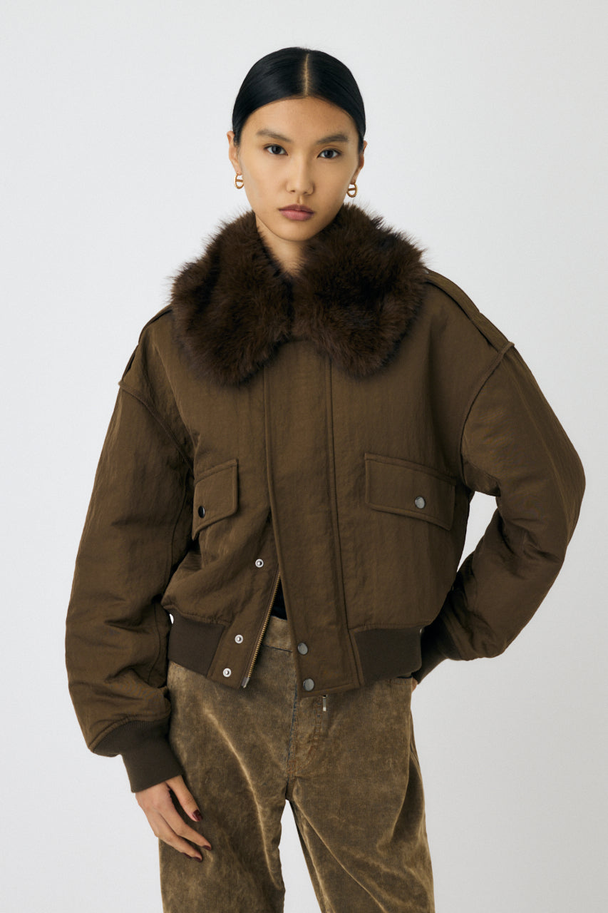 F/FUR COLLAR CROP BLOUSON Brown / Free