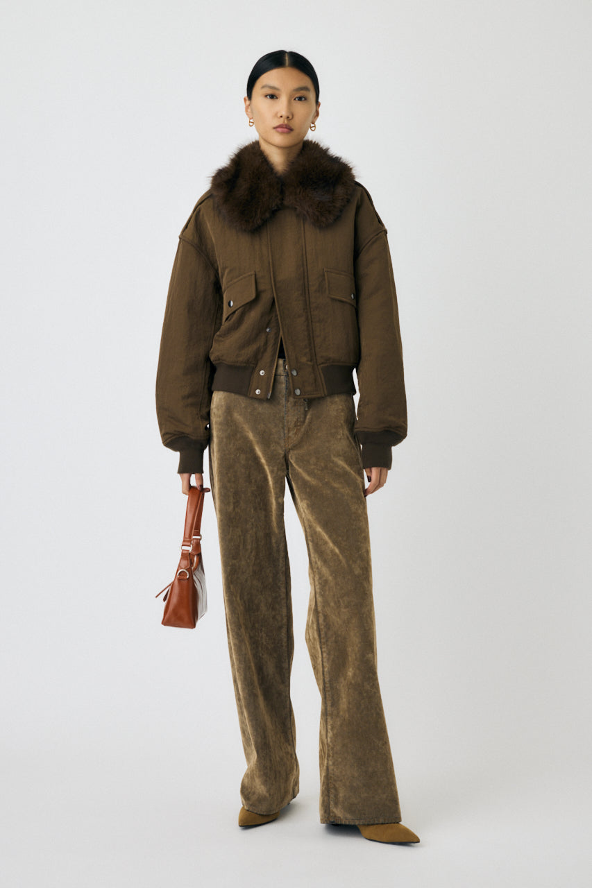 F/FUR COLLAR CROP BLOUSON Brown / Free