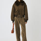 F/FUR COLLAR CROP BLOUSON Brown / Free