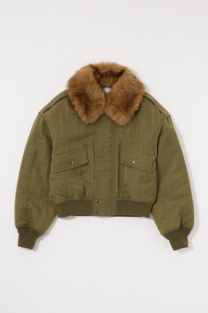 F/FUR COLLAR CROP BLOUSON Khaki / Free