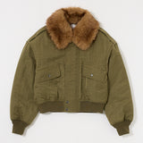 F/FUR COLLAR CROP BLOUSON Khaki / Free