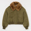 F/FUR COLLAR CROP BLOUSON Khaki / Free