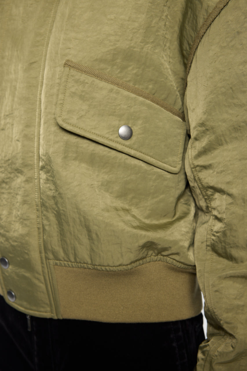 F/FUR COLLAR CROP BLOUSON Khaki / Free