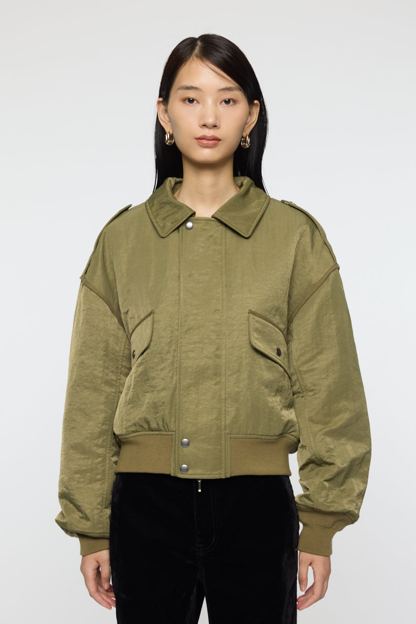 F/FUR COLLAR CROP BLOUSON Khaki / Free