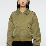 F/FUR COLLAR CROP BLOUSON Khaki / Free