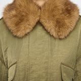 F/FUR COLLAR CROP BLOUSON Khaki / Free