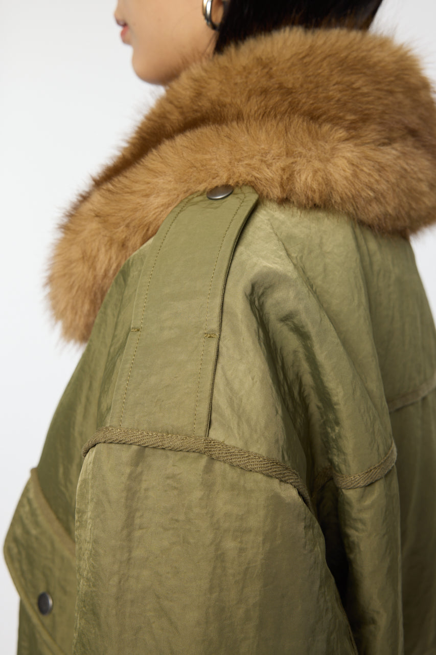 F/FUR COLLAR CROP BLOUSON Khaki / Free