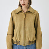 FAUX SUEDE GATHER BLOUSE